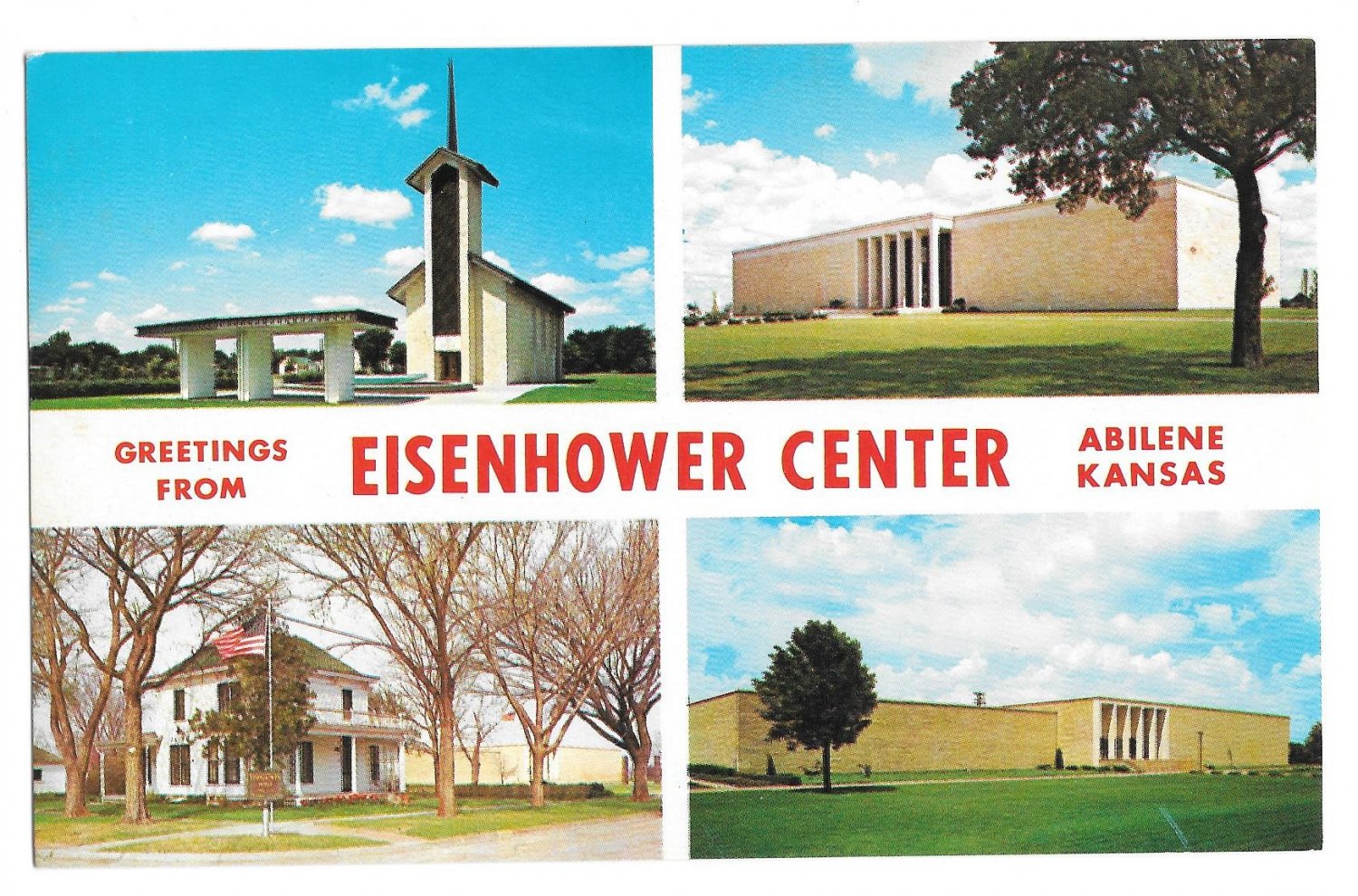 Kansas Abilene Eisenhower Center Vintage Multiview Postcard