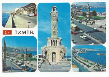 Turkey Izmir Multiview Clocktower City Views Vtg Postcard 4X6