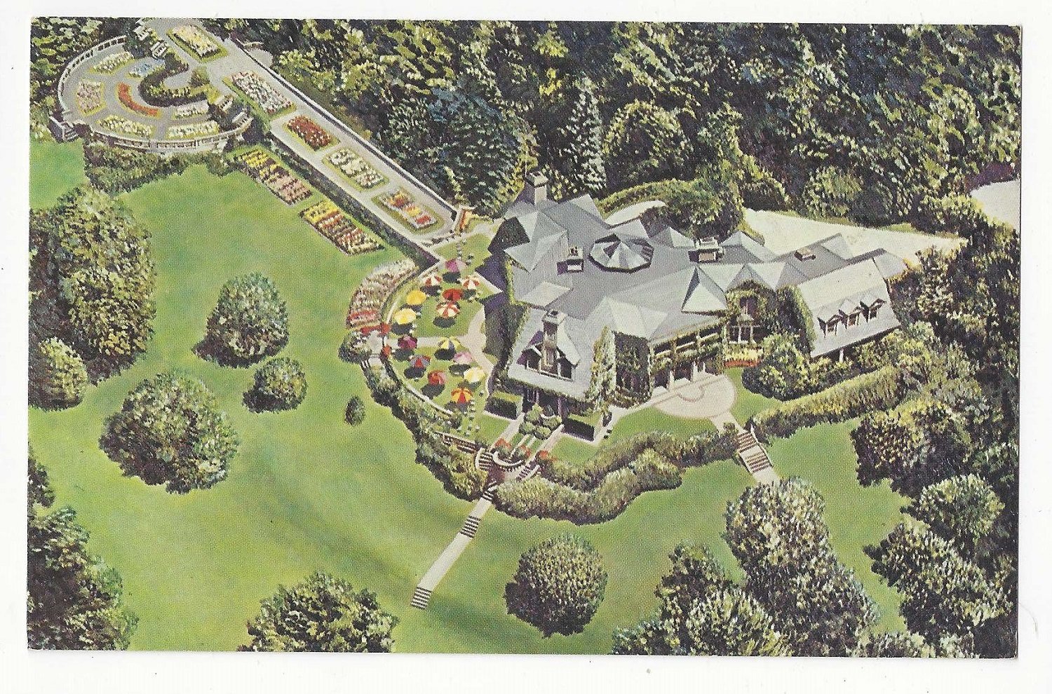 NY Tarrytown Tappan Hill Restaurant Aerial View Vintage Postcard