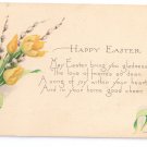 Easter Yellow Tulips Pussy Willows Vintage Gibson Poem Postcard
