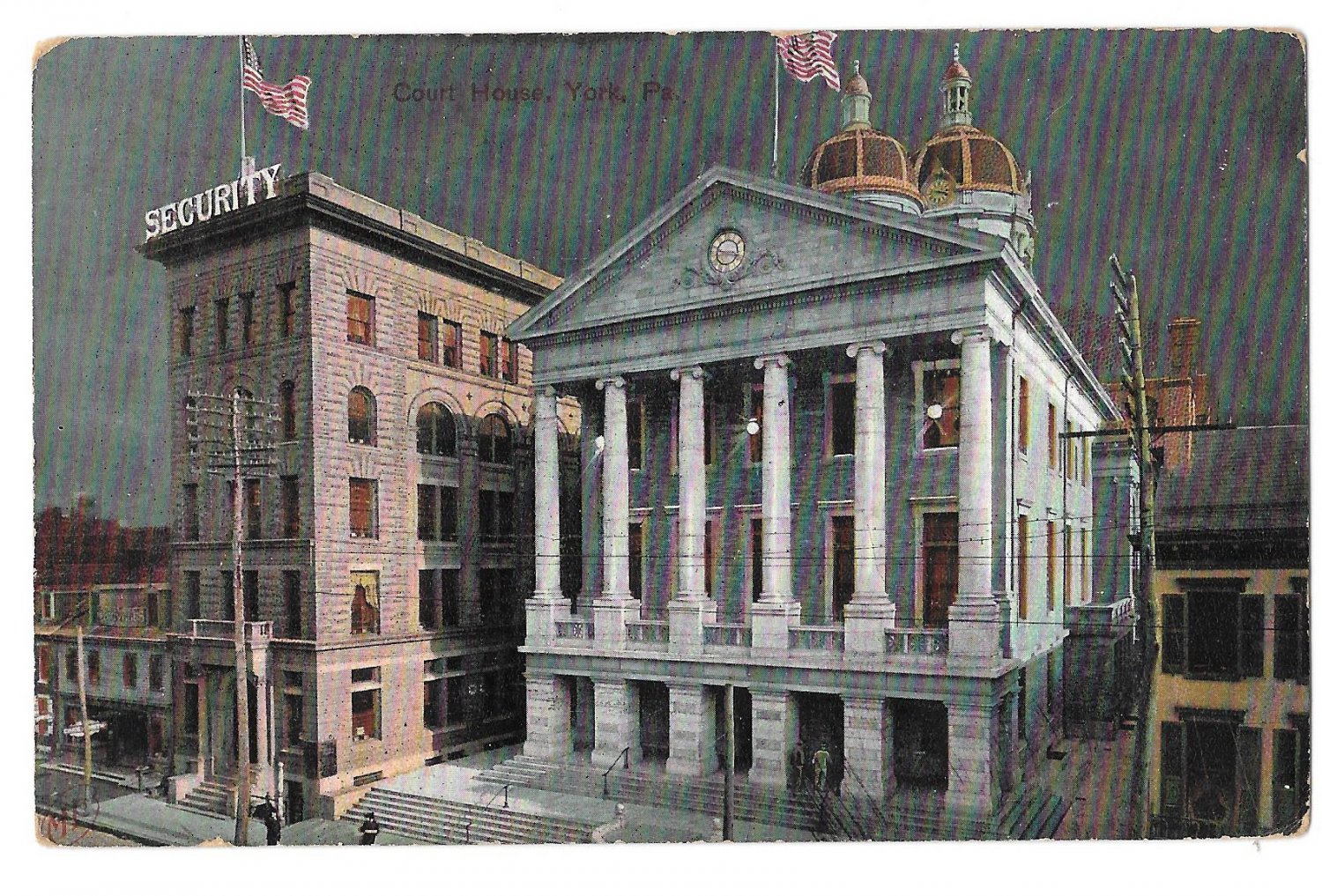 York PA Court House Security Building Night Vintage 1907 P Wiest #39 s Postcard