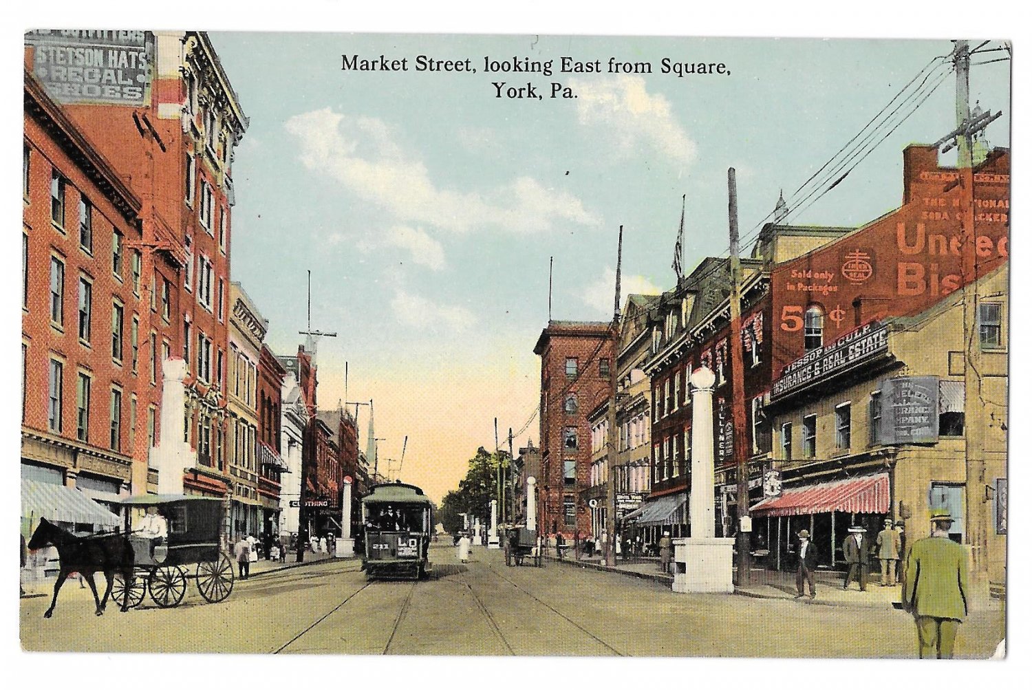 York PA Market St Looking East from Square Jessop Culp Vntg Postcard