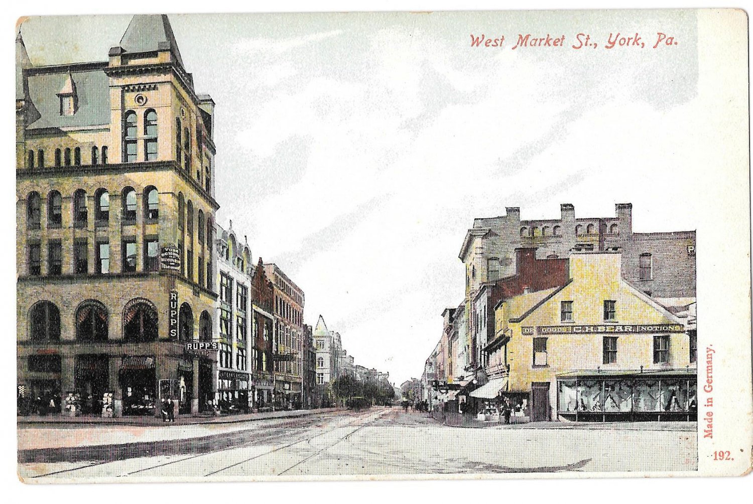 York PA Rupp Schmidt Building West Market Street Vintage Wheelock Postcard