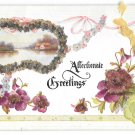 Affectionate Greetings Coralene Glass Beads Ribbon Add-On Vintage Postcard