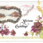 Affectionate Greetings Coralene Glass Beads Ribbon Add-On Vintage Postcard