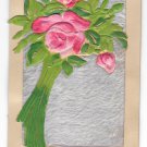 Best Wishes Silk Covered Roses Faux Fur Add-On Novelty Postcard