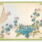 Greetings Silk Covered Flowers and Dove Add-On Vintage Novelty Postcard