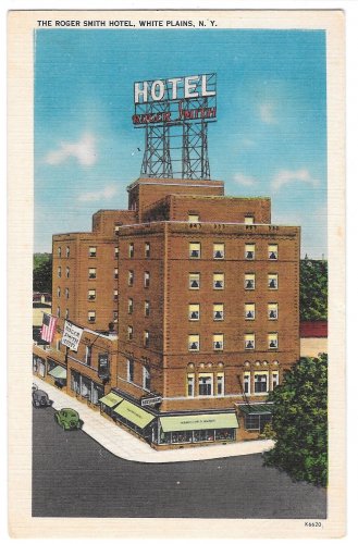 NY White Plains Roger Smith Hotel Vintage Linen Postcard