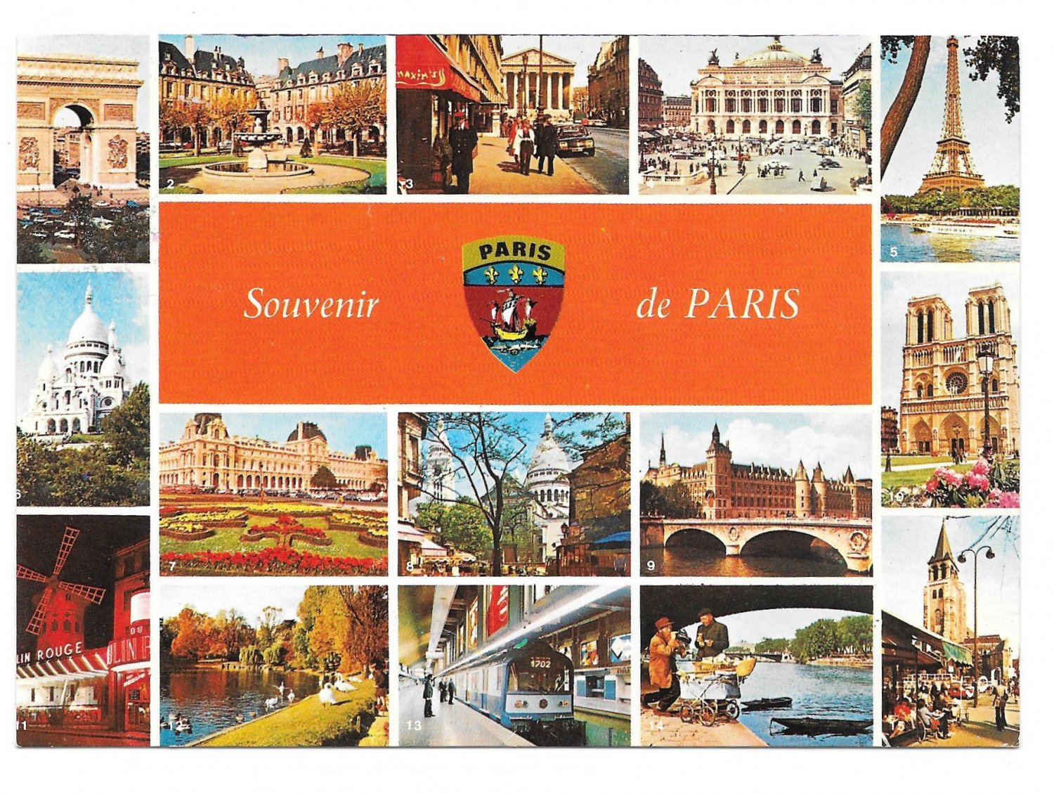 France Souvenir de Paris Monuments Yvon Multiview Postcard 4X6