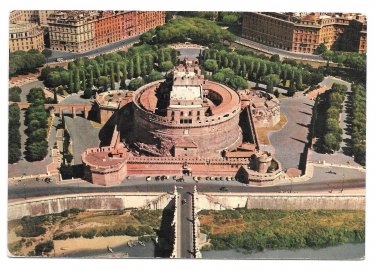 Italy Rome Castel Saint Angelo Sant'Angelo 1962 Aerial View Vintage Postcard 4X6