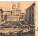 Italy Roma Chiesa Della Trinita de Monti Spanish Stairs Vintage Postcard E. Risi 8