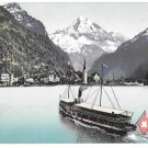 Switzerland Fluelen Bristenstock Boat Steamer Ship Lake Lucerne Postcard
