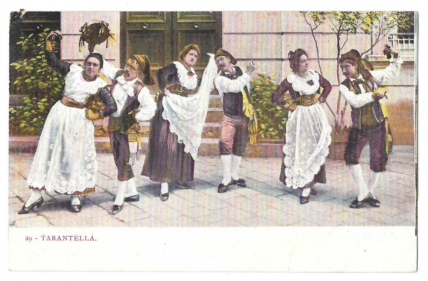 Italy Tarantella Folk Dance Traditional Dress Costume Vintage Postcard