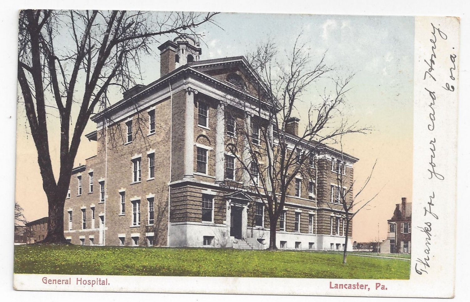 Lancaster PA General Hospital 1907 UDB American News Co Vintage Postcard