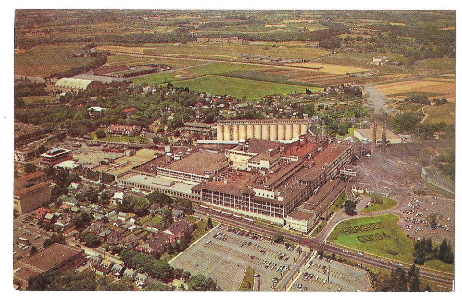 Hershey PA Factory Cocoa Chocolate Plant Vintage Postcard Aerial View