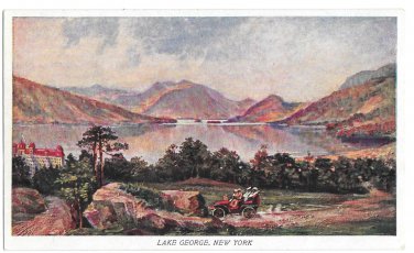 Prudential Insurance Co Lake George NY Touring Car Advertising Postcard
