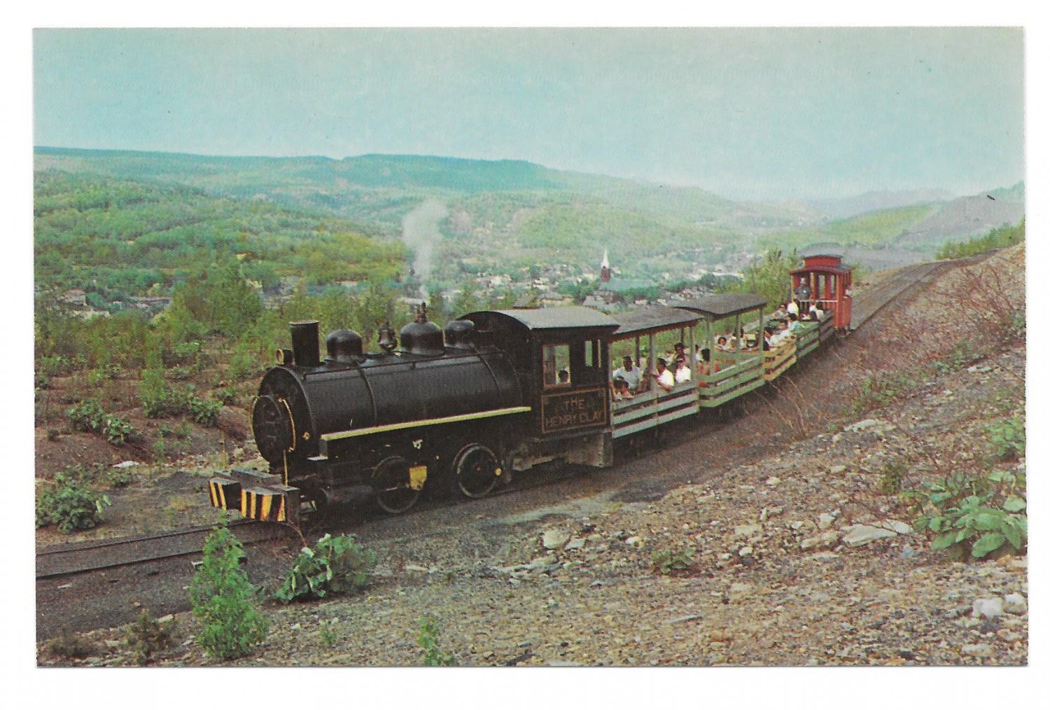 Sightseers Ride Old Steam Lokie Anthracite Coal Train Postcard Ashland PA RR