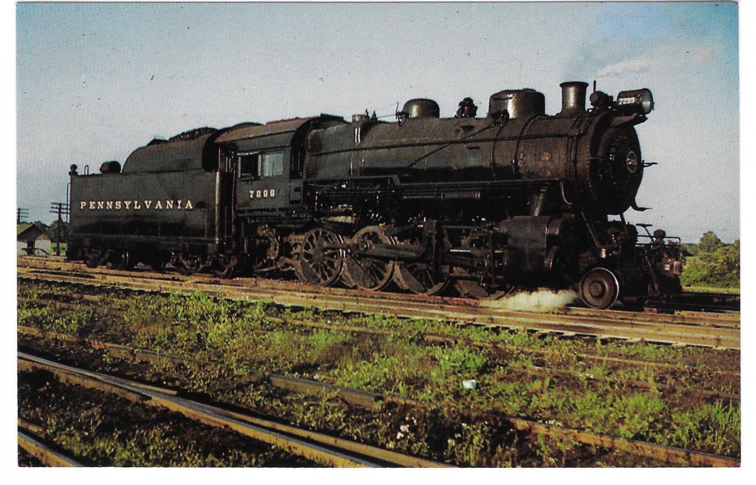 Pennsylvania Railroad PRR Locomotive 7299 H Class 2-8-0 Train Postcard