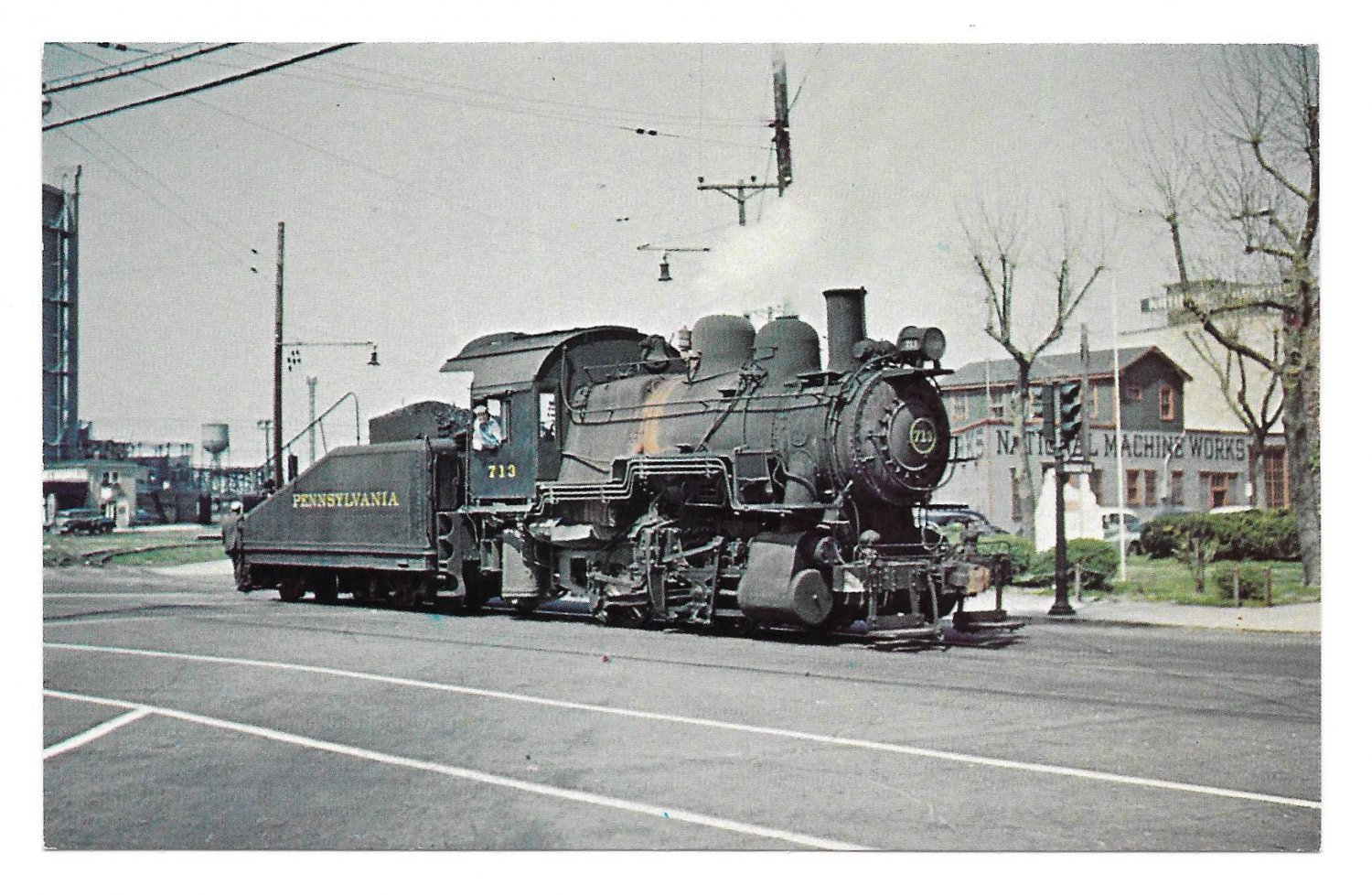 Pennsylvania Railroad PRR Class A5 0-4-0 Locomotive 713 Train Postcard RR