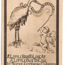 Birth Announcement Stork Baby Cherub w Banner Roth & Langley 1909 Postcard Birth Announcement Stork Baby Cherub w Banner Roth & Langley 1909 Postcard