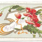 Best Wishes Embossed Flowers Gilded Poppies Vintage 1912 Postcard Best Wishes Embossed Flowers Gilded Poppies Vintage 1912 Postcard