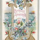 Birthday Greetings Roses Forget Me Nots Vintage 1912 Embossed Gilded Postcard Birthday Greetings Roses Forget Me Nots Vintage 1912 Embossed Gilded Postcard