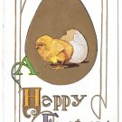 Happy Easter Chick Hatching from Egg Embossed Gold Gilt Vintage Postcard Happy Easter Chick Hatching from Egg Embossed Gold Gilt Vintage Postcard
