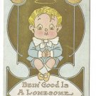 Bein' Good Is A Lonesome Business Boy with Halo Vintage Gold Gilt Postcard 1910