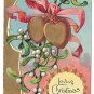 Christmas Gold Hearts Xmas Mistletoe Series Gilded Vintage Embosssed Postcard
