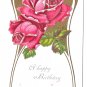 Happy Birthday Roses Embossed Gilded Vintage Postcard
