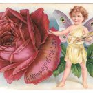 Fantasy Butterfly Child Red Rose Artists Palette Message True Love 1908 Postcard Fantasy Butterfly Child Red Rose Artists Palette Message True Love 1908 Postcard