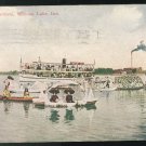 IN Water Carnival Winona Lake Indiana 1914 Postcard Light Warsaw Flag Cancel