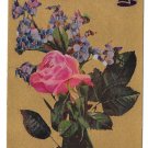 Motto Friendship Poem Postcard Flowers Pink Rose on Gold Vintage 1910 Motto Friendship Poem Postcard Flowers Pink Rose on Gold Vintage 1910