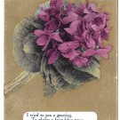 Motto Friendship Poem Postcard Flowers Violets on Gold Background