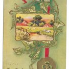 Shamrock Four Leaf Clover Farm Scene Ivy Joy Vintage Embossed Gold Postcard 1912 Shamrock Four Leaf Clover Farm Scene Ivy Joy Vintage Embossed Gold Postcard 1912
