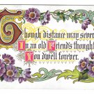 Friendship Motto Postcard Illuminated Letters Embossed Gold Trim