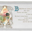 Motto Love Poem Postcard Beneath The Trysting Tree Vintage Embossed Gold Gilding