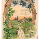 Birthday Happy Returns Horseshoe Shamrocks Ladybugs Cottage Vintage Embossed Postcard