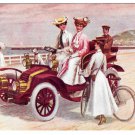 Edwardian Women Riding in Automobile A Seaside Run Vintage Postcard