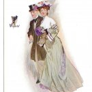 Violets Artist Signed JV McFall Volland Romantic Couple Halftone Reprint Postcard