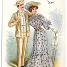 Romance Edwardian Couple Loves Dream Startled Vntg Postcard 1907