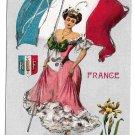 G Howard Hilder France World Countries Series Platinachrome Lady w French Flag Glitter G Howard Hilder France World Countries Series Platinachrome Lady w French Flag Glitter