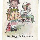 It's Tough to be in Love Comical Kids Postcard  Litle Girl w Doll Comic Children