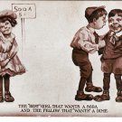 Comic Children Sheahan's 1908 Postcard Best Girl Wants Soda Fellow Wants Dime