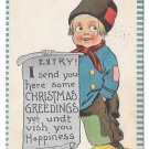 Dutch Kid  Boy with Christmas Greeting Scroll EXTRY Samson Bros Postcard