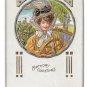 Embossed Birthday Greetings Woman Fancy Hat Behind Wheel of Car Gilded Postcard