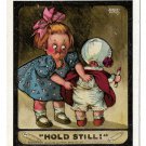 August Hutaf Hold Still LIttle Girl Fixing Baby's Pants Artist Signed Postcard Ullman