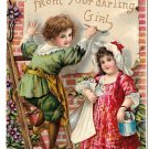 Children Painting Wall Just a Line From Your Darling Girl Vintage Embossed 1917 Postcard Children Painting Wall Just a Line From Your Darling Girl Vintage Embossed 1917 Postcard