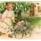 Vintage Embossed Postcard To One I Love Pretty Girl Rose Cart UDB 1907 Romance