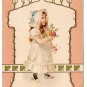 Vintage Embossed Postcard Edwardian Girl in White Bonnet w Rose Bouquet UDB